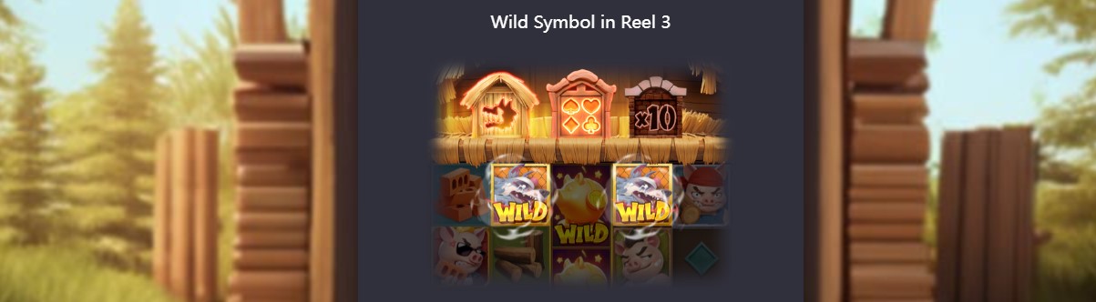 Símbolo Wild no 3º rolo Three Crazy Piggies